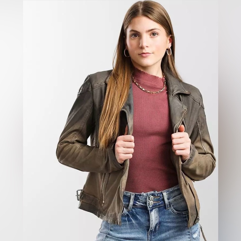 Mauritius | Karyn Leather Jacket | Taupe Ombré | 6